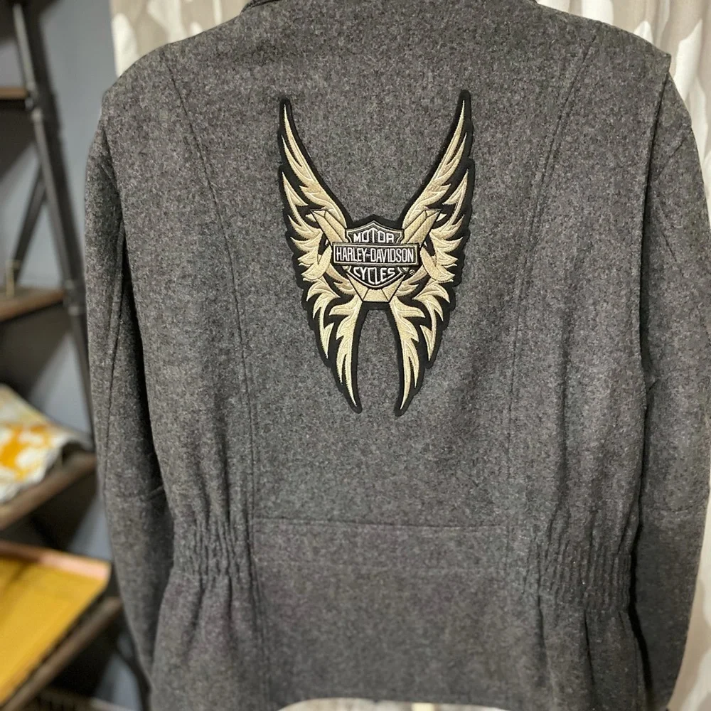 HARLEY DAVIDSON GREY WOOL/RAYON BLEND COAT - Picture 1 of 12